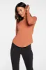 Slub Jersey Long Sleeve Seamed Tee in Sunkissed Brown sold by Chaser