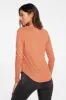 Slub Jersey Long Sleeve Seamed Tee in Sunkissed Brown sold by Chaser