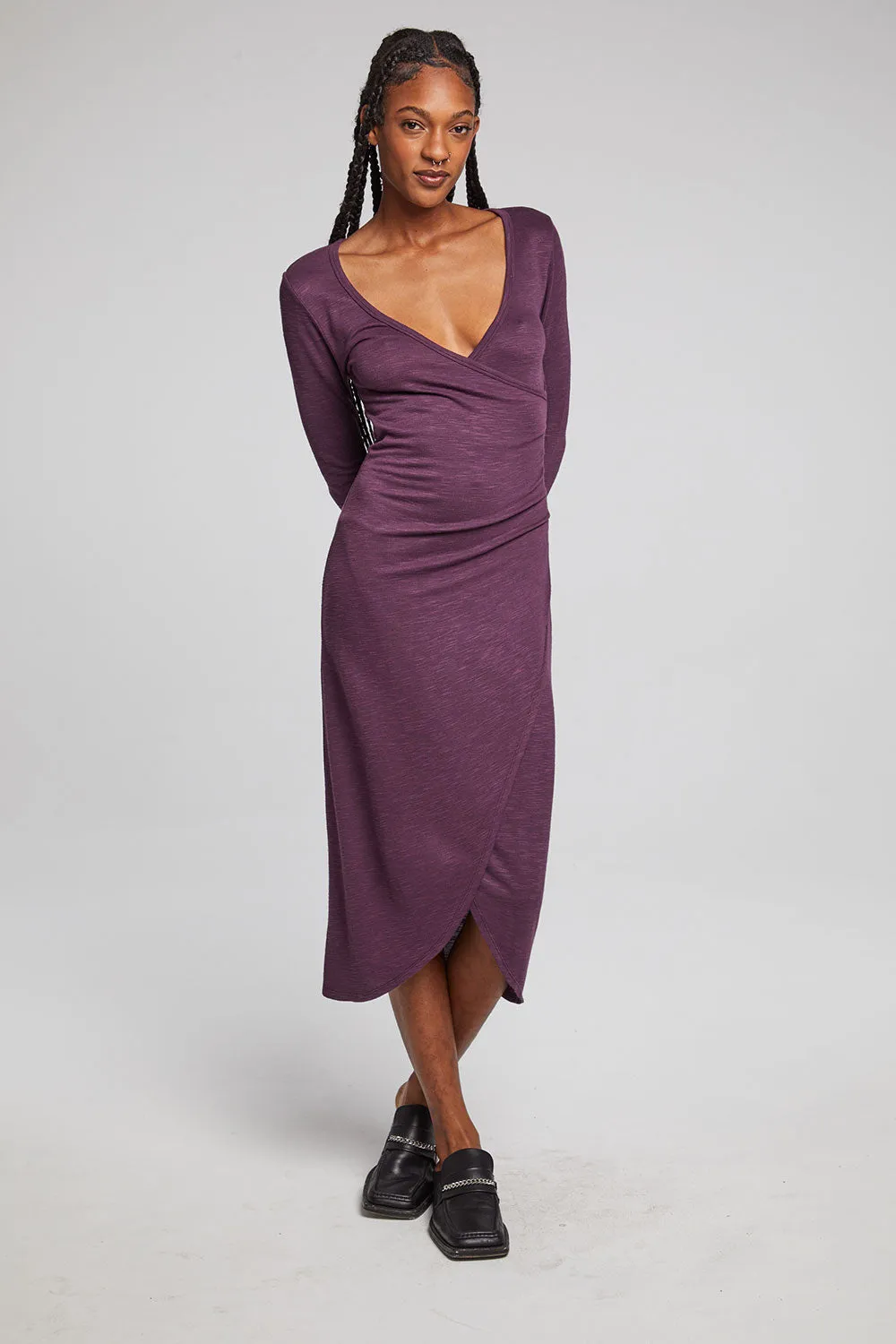 Harmony Plum Perfect Midi Dress sold by Chaser product image thumbnail 2