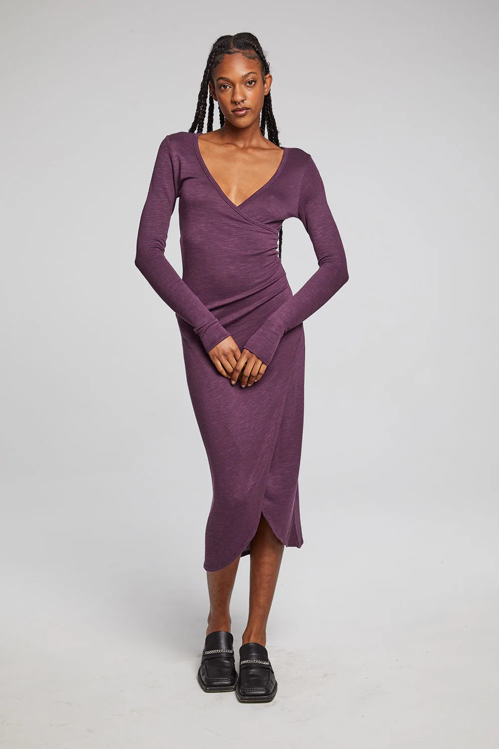 Harmony Plum Perfect Midi Dress sold by Chaser product image thumbnail 5