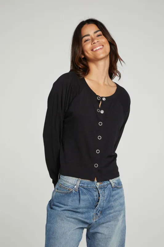 Long Sleeve Snap Front Raglan Tee sold by Chaser