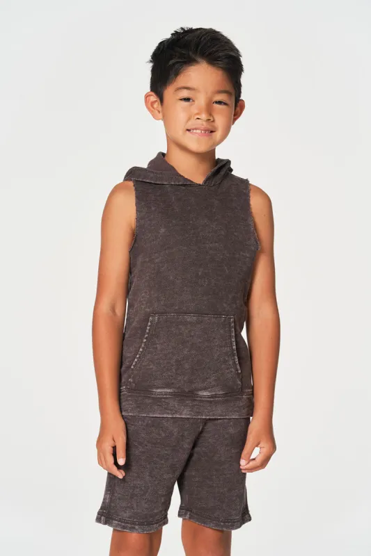 Boys Linen French Terry Sleeveless Muscle Pullover Hoodie sold by Chaser
