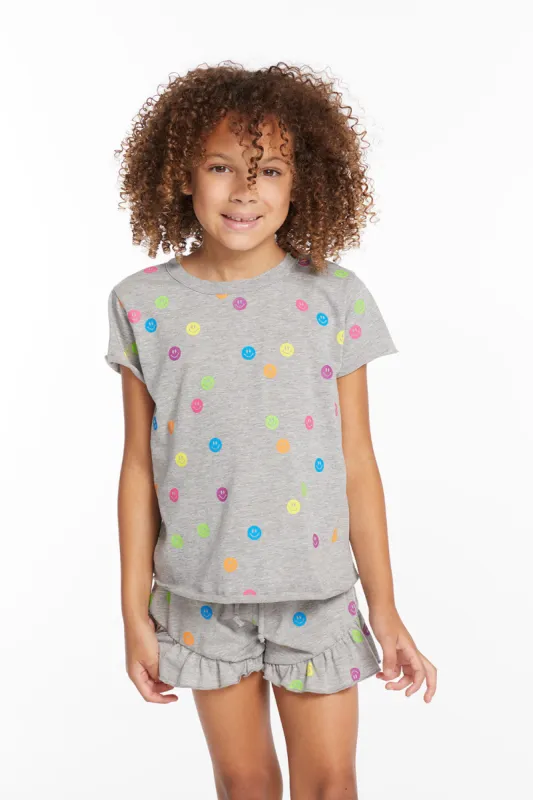 Rainbow Smiles Girls Crew Neck Tee made by Chaser