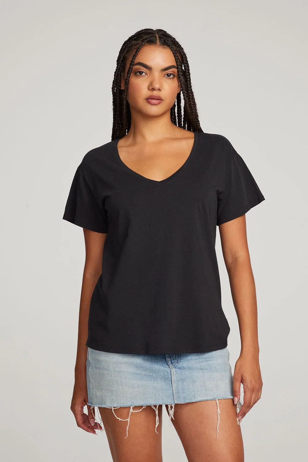 Everyday Essential Black V-neck Tee sold by Chaser product image thumbnail 4