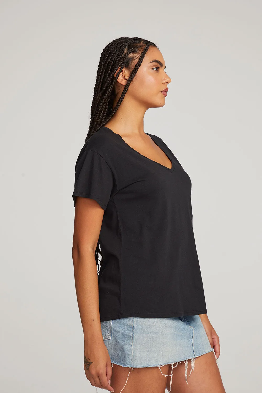Everyday Essential Black V-neck Tee sold by Chaser product image thumbnail 2