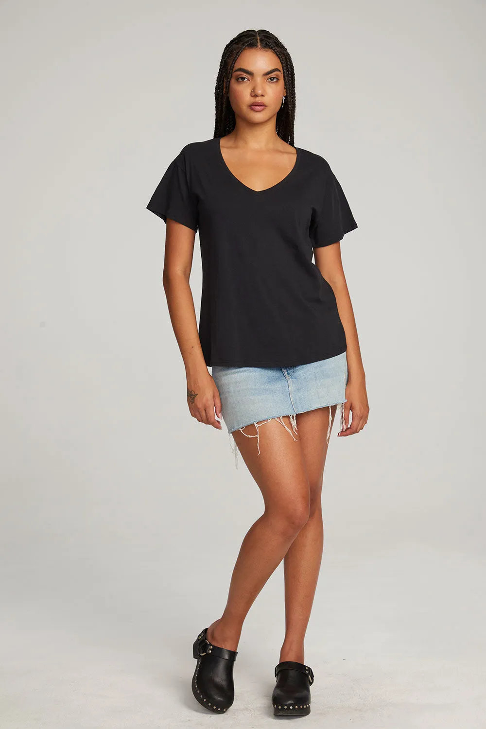 Everyday Essential Black V-neck Tee sold by Chaser product image thumbnail 5