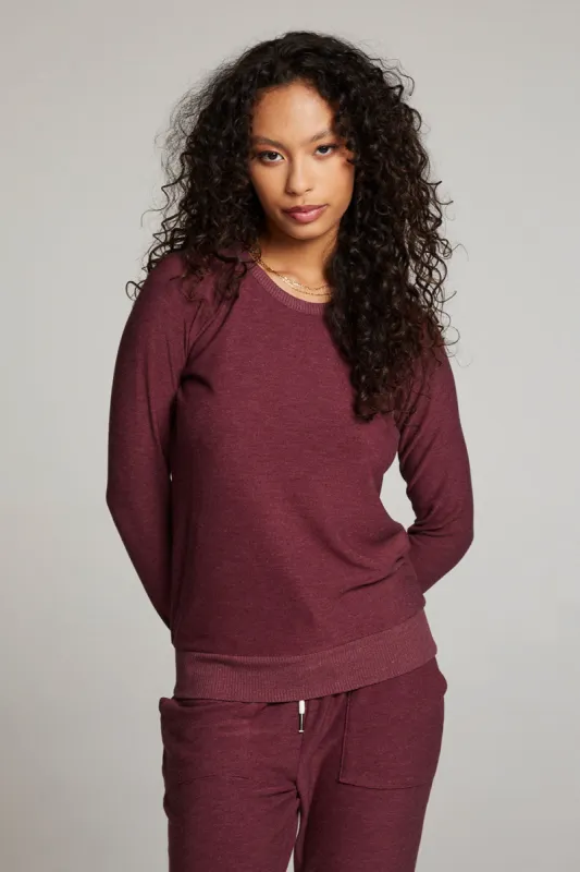 Wine Red Long Sleeve Raglan Pullover sold by Chaser