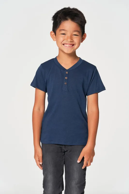 Boys Bella Jersey Short Sleeve Henley With Cocount Buttons sold by Chaser