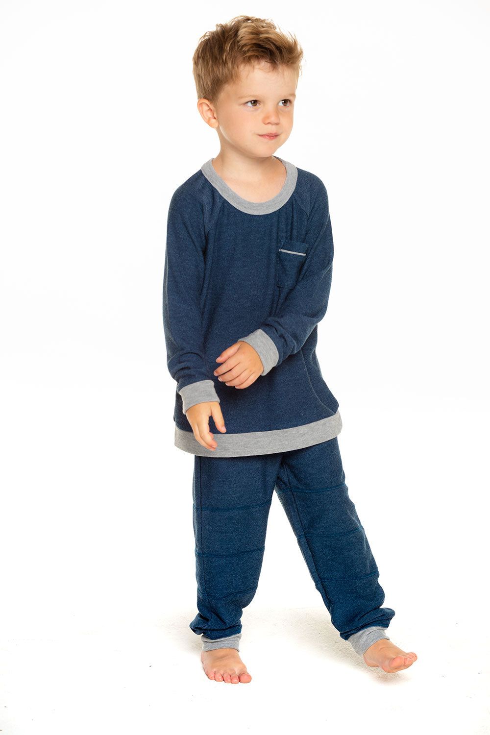 Boys Cozy Knit Long Sleeve Contrast Raglan Pullover with Pocket in Avalon sold by Chaser product image thumbnail 3