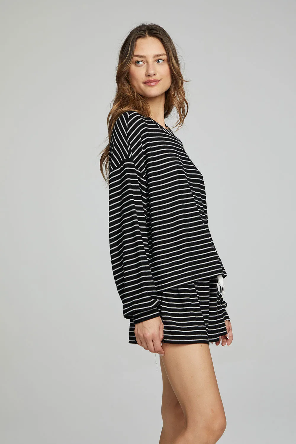 Lesh Long Sleeve - Black and White Stripe sold by Chaser product image thumbnail 4