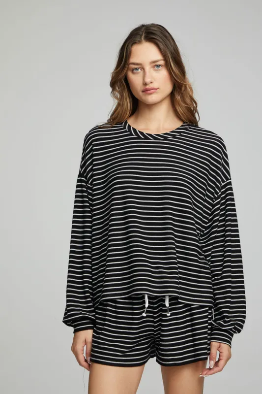 Lesh Long Sleeve - Black and White Stripe sold by Chaser