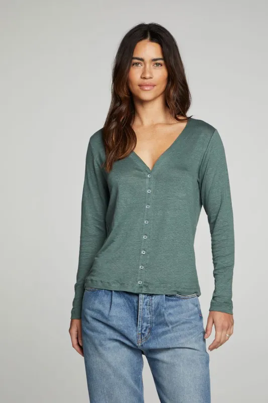 Button Front Long Sleeve Tee sold by Chaser