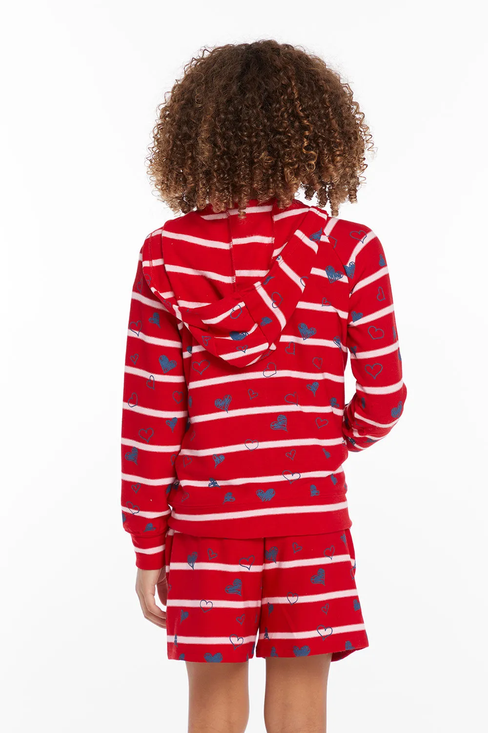 Heart Stripe Girls Zip-up Hoodie sold by Chaser product image thumbnail 4