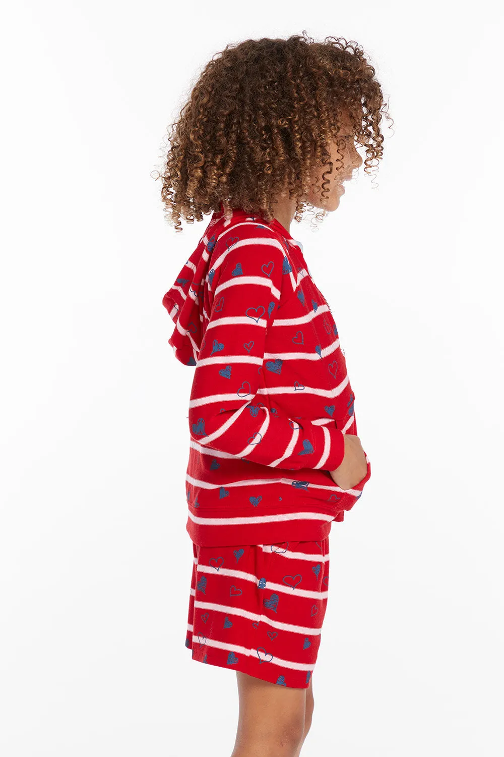 Heart Stripe Girls Zip-up Hoodie sold by Chaser product image thumbnail 3