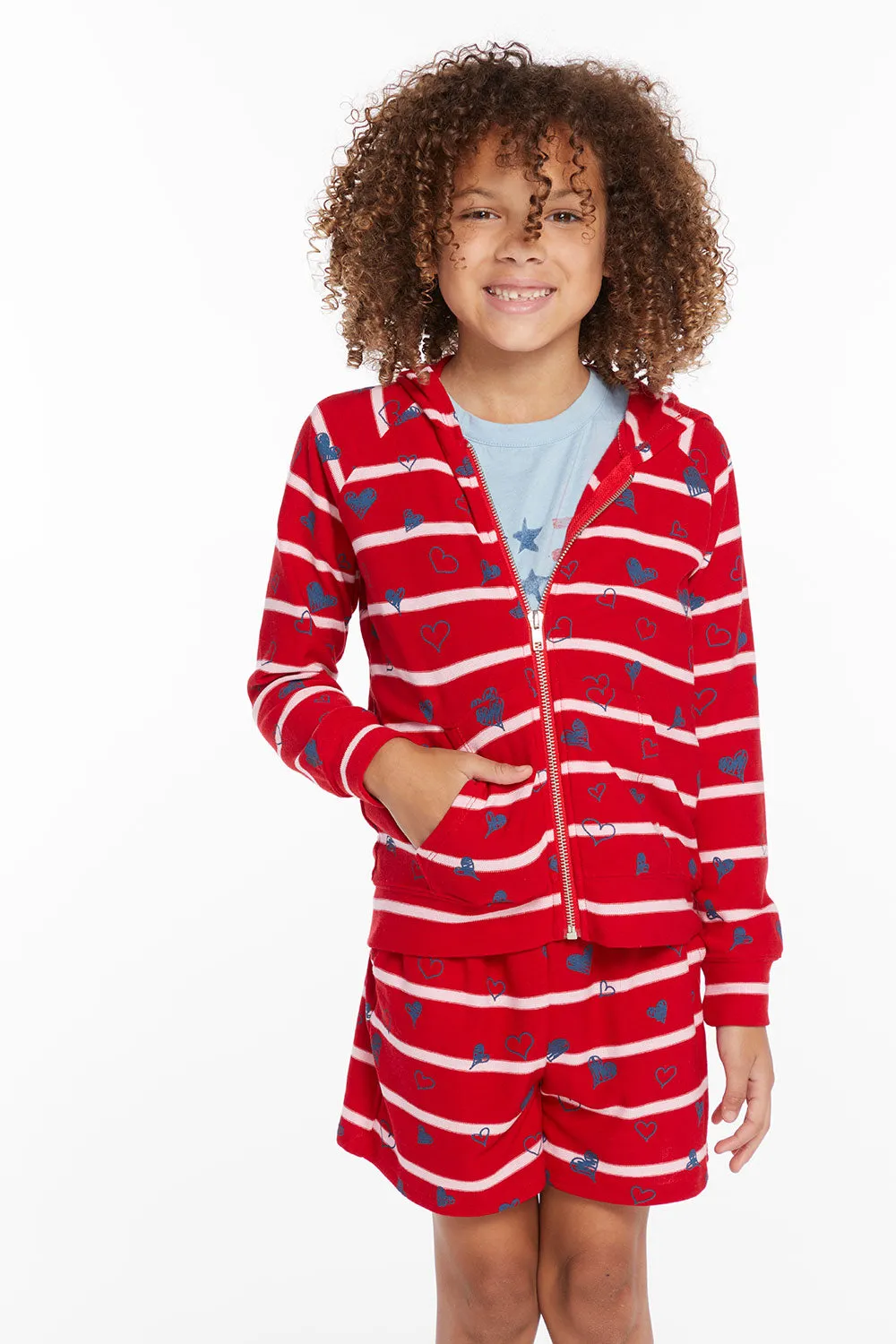Heart Stripe Girls Zip-up Hoodie sold by Chaser product image thumbnail 2