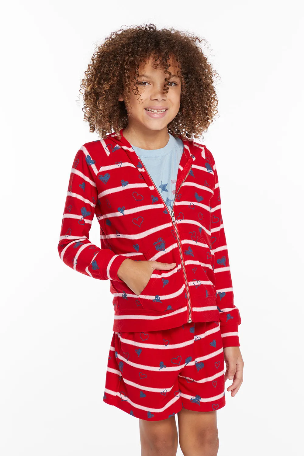 Heart Stripe Girls Zip-up Hoodie sold by Chaser product image thumbnail 5