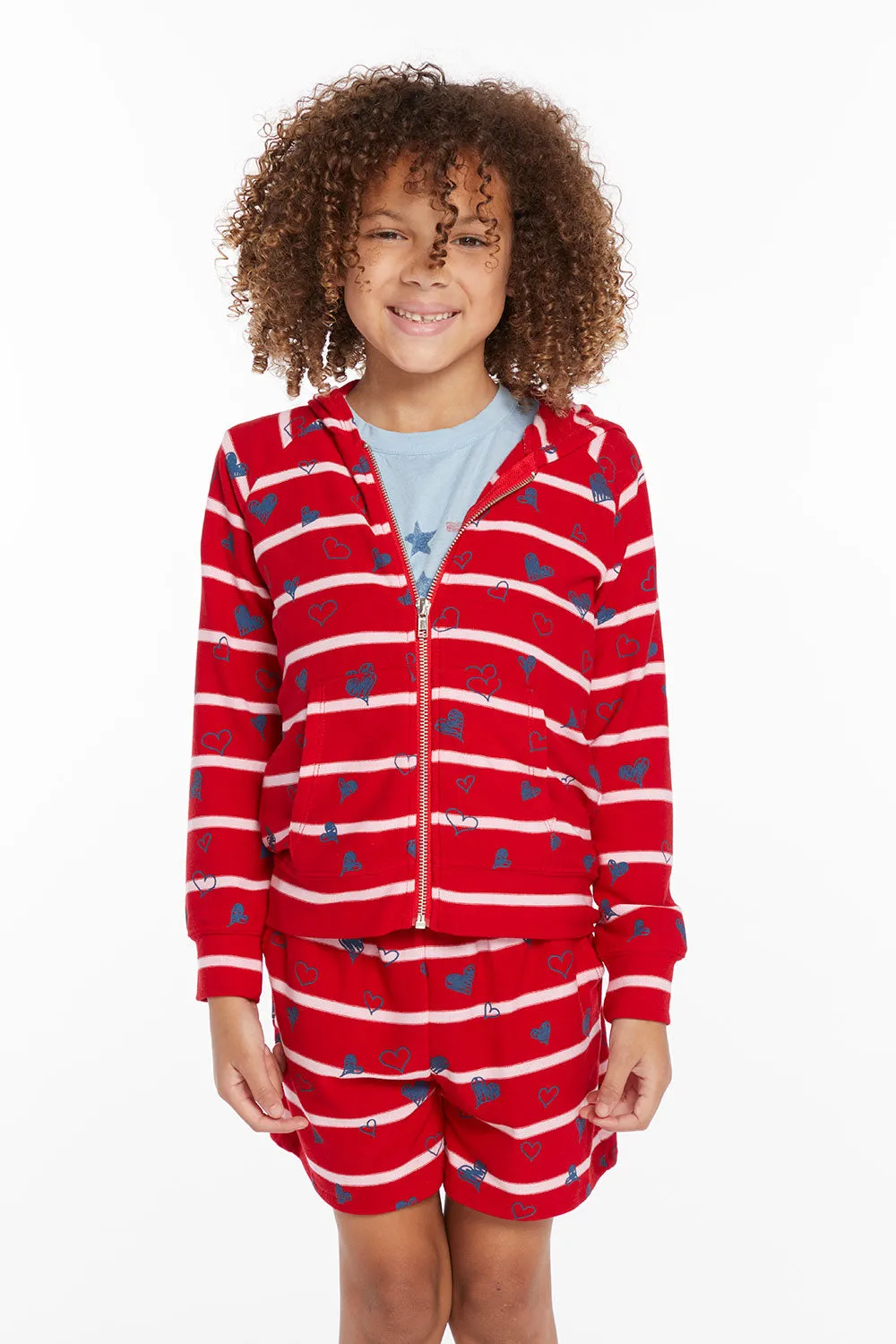 Heart Stripe Girls Zip-up Hoodie sold by Chaser