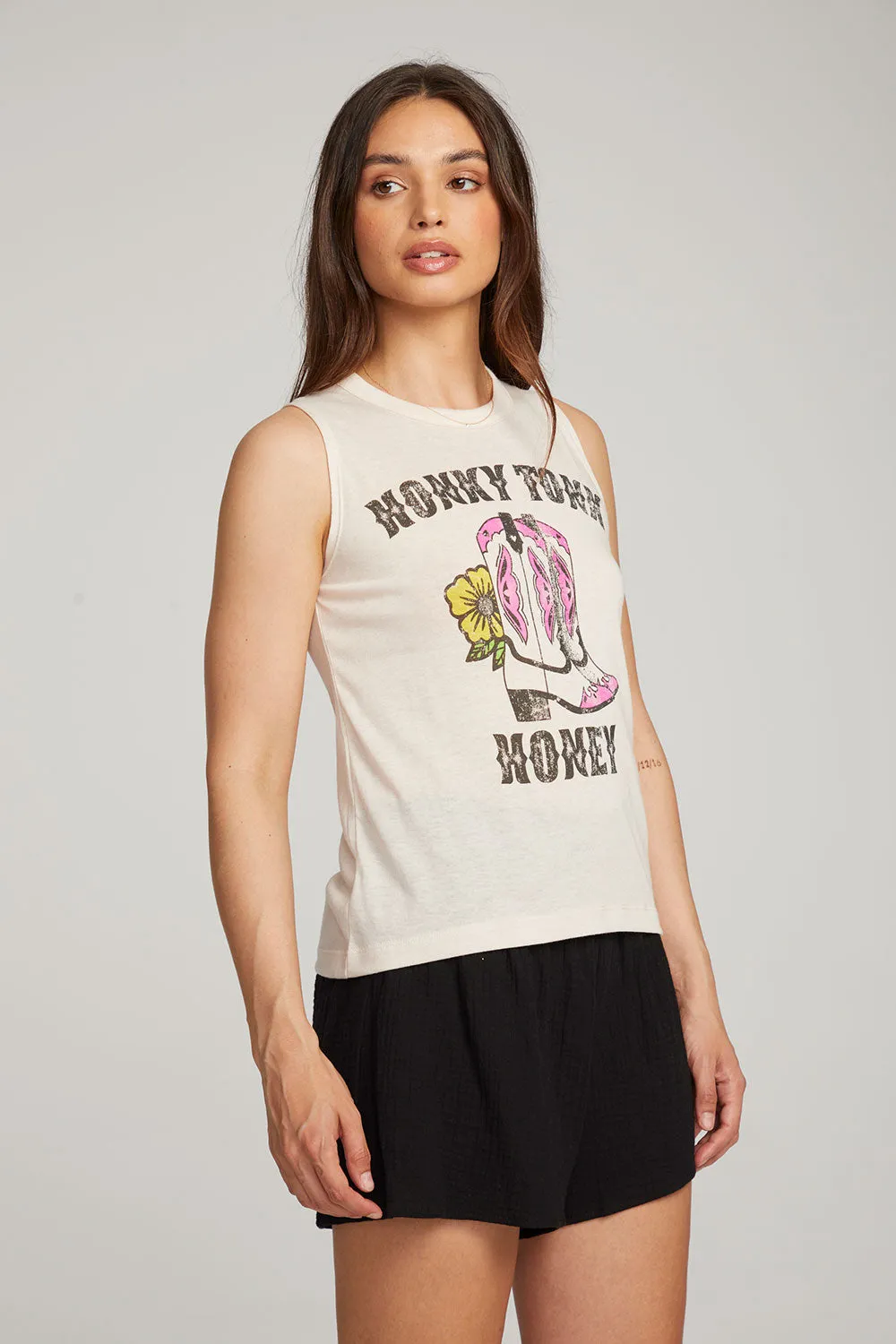Honky Tonk Honey Muscle Tee sold by Chaser product image thumbnail 4