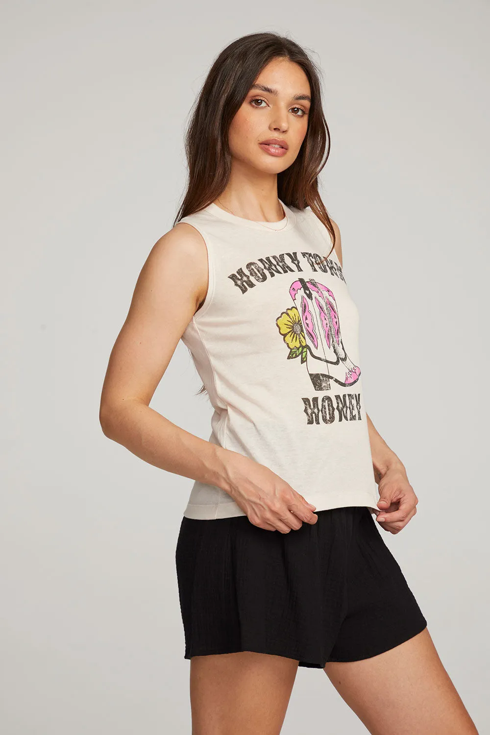 Honky Tonk Honey Muscle Tee sold by Chaser product image thumbnail 5