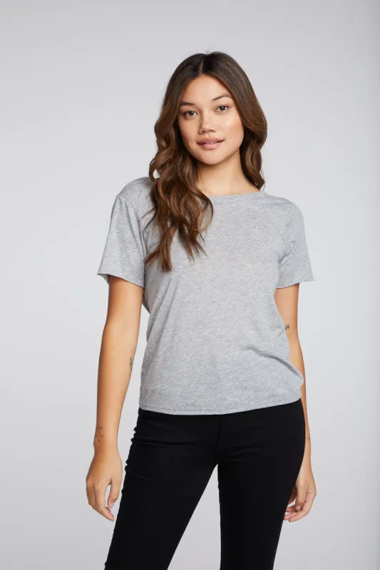 Recycled Vintage Jersey Cross Back Crew Neck Short Sleeve Tee sold by Chaser