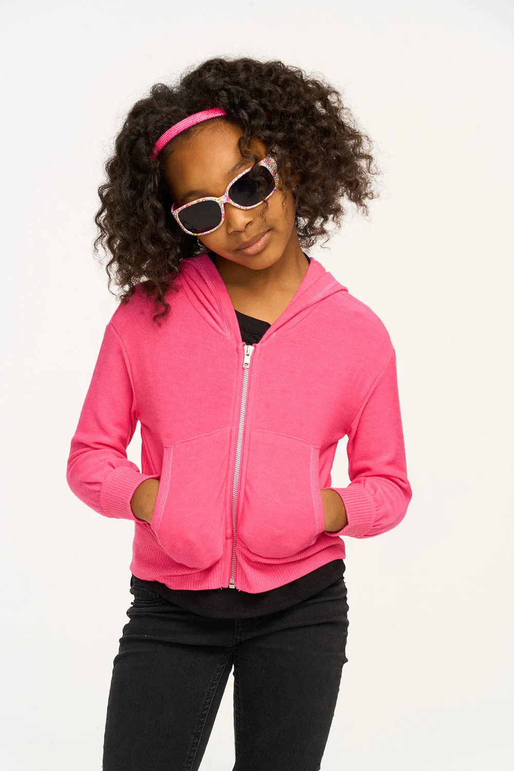Puffy Flamingo Pink Cozy Knit Zip Up Hoodie sold by Chaser product image thumbnail 5
