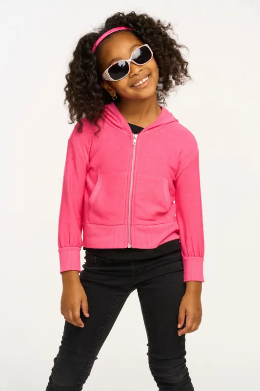 Puffy Flamingo Pink Cozy Knit Zip Up Hoodie sold by Chaser