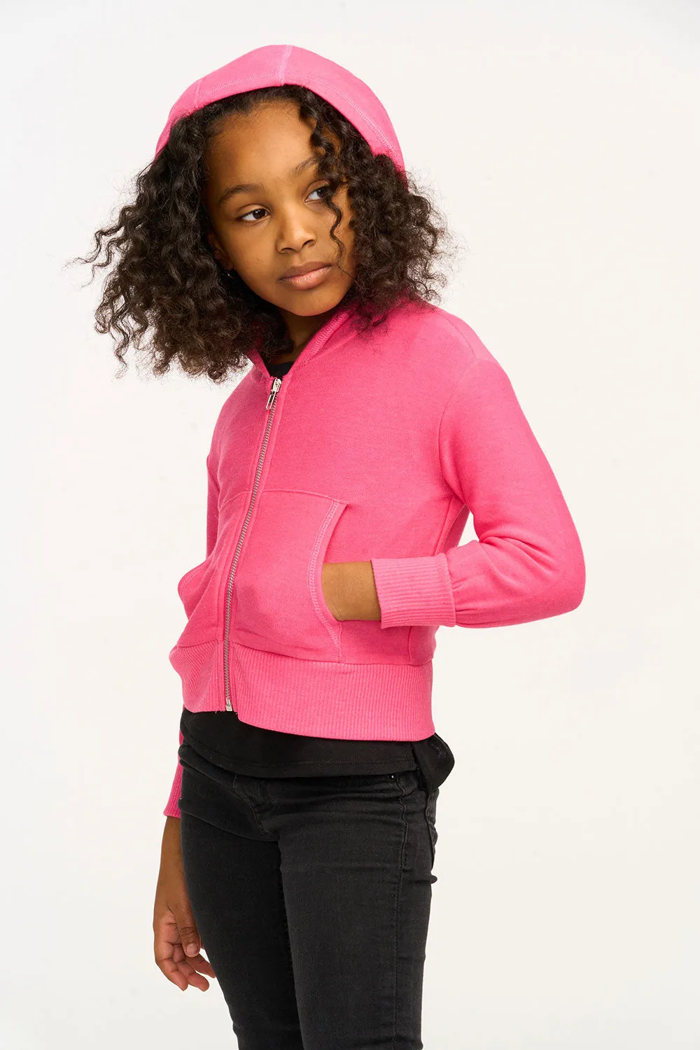 Puffy Flamingo Pink Cozy Knit Zip Up Hoodie sold by Chaser product image thumbnail 4