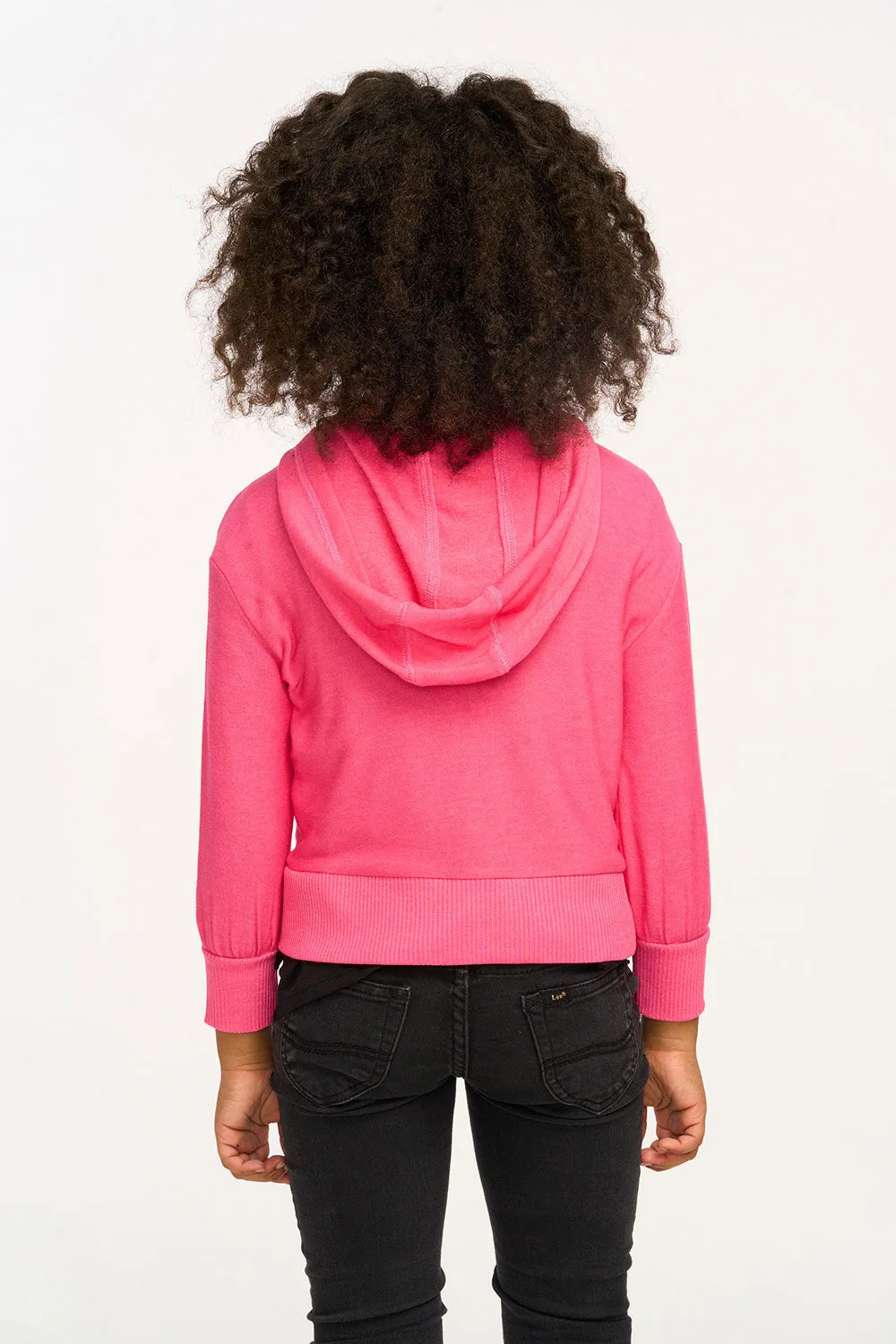Puffy Flamingo Pink Cozy Knit Zip Up Hoodie sold by Chaser product image thumbnail 3