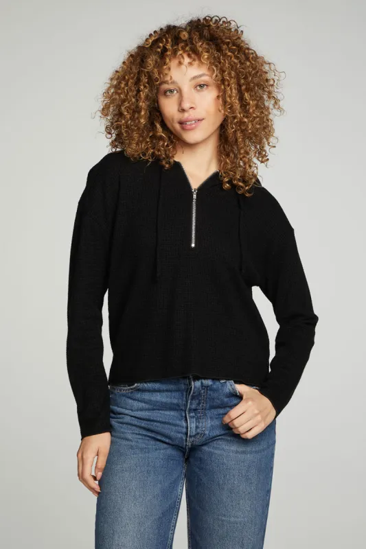 Long Sleeve Semi Cropped Zip Front Hoodie sold by Chaser