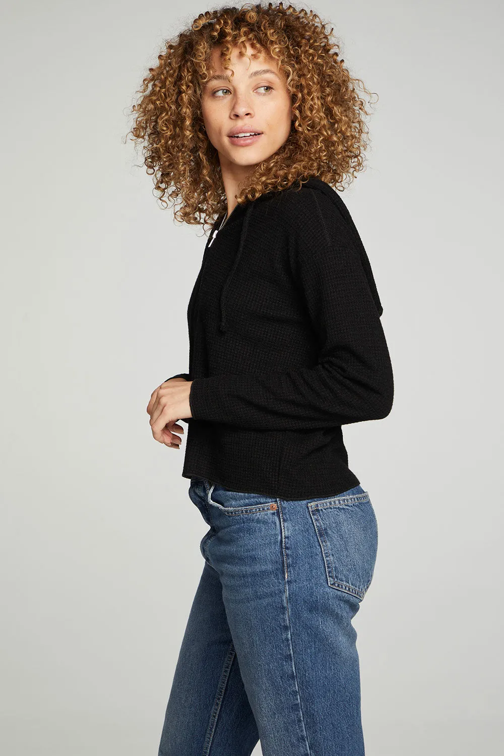 Long Sleeve Semi Cropped Zip Front Hoodie sold by Chaser product image thumbnail 5