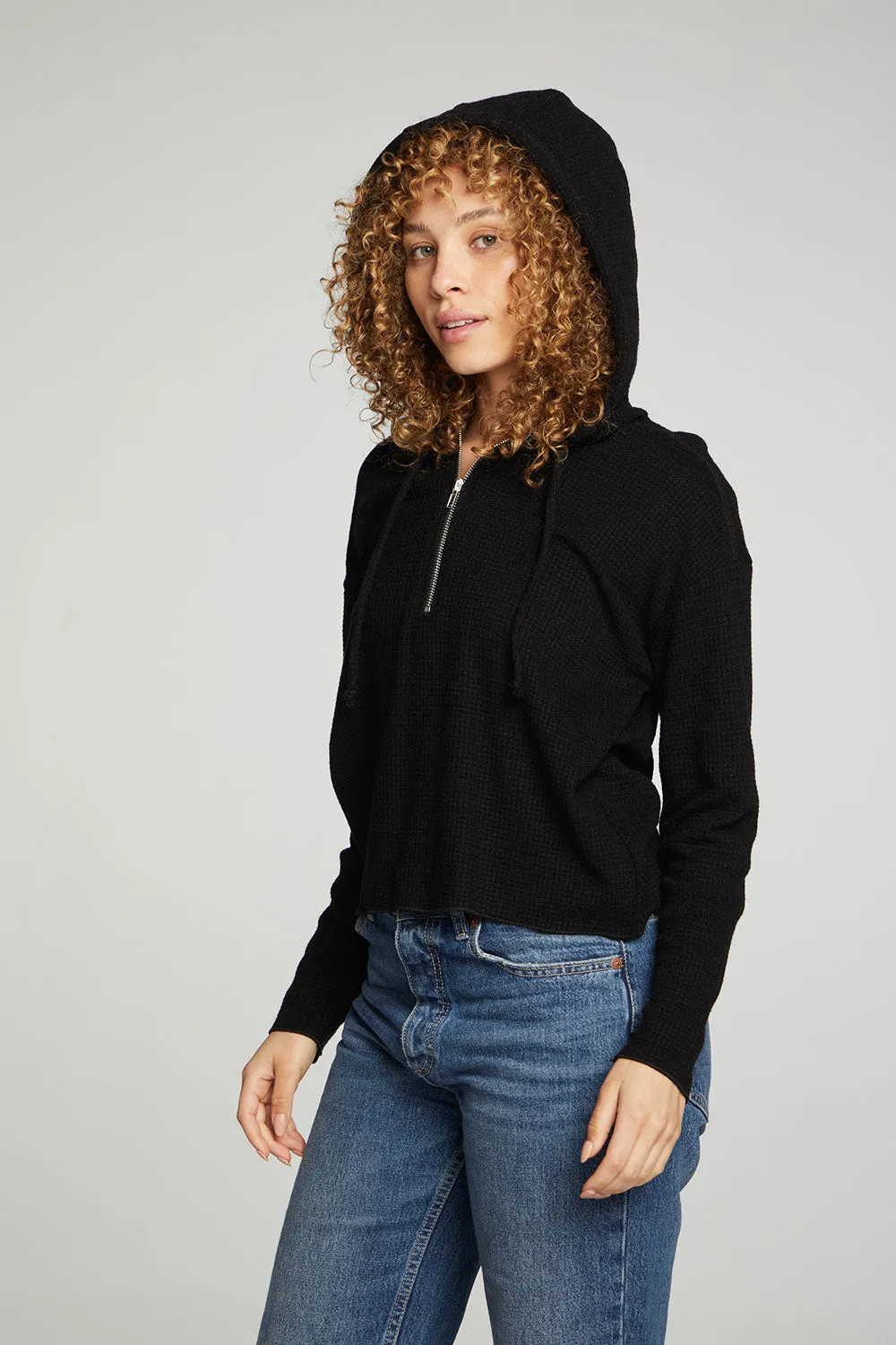 Long Sleeve Semi Cropped Zip Front Hoodie sold by Chaser product image thumbnail 2