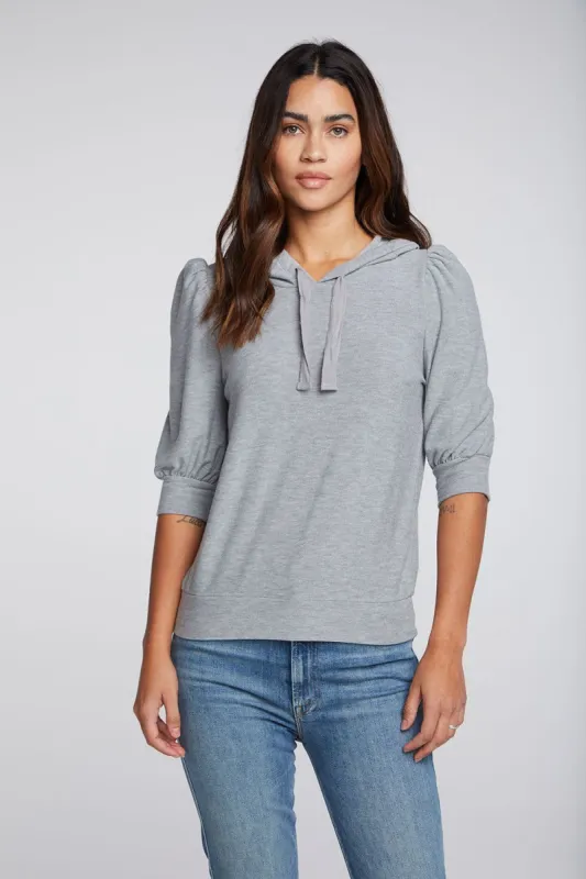 Recycled Cozy Knit 3/4 Puff Sleeve Beach Hoodie sold by Chaser