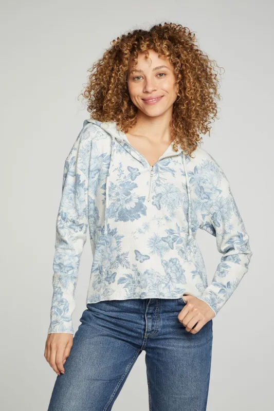 Long Sleeve Semi Cropped Zip Front Hoodie sold by Chaser