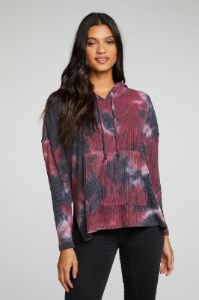 Recycled Love Rib Long Sleeve Drop Shoulder Slit Side Pullover Hoodie sold by Chaser