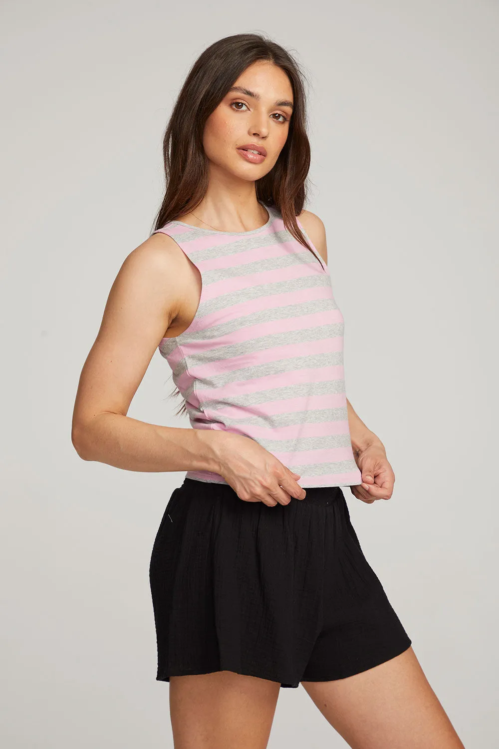 Teague Pastel Lavender and Grey Marl Striped Tank sold by Chaser product image thumbnail 2