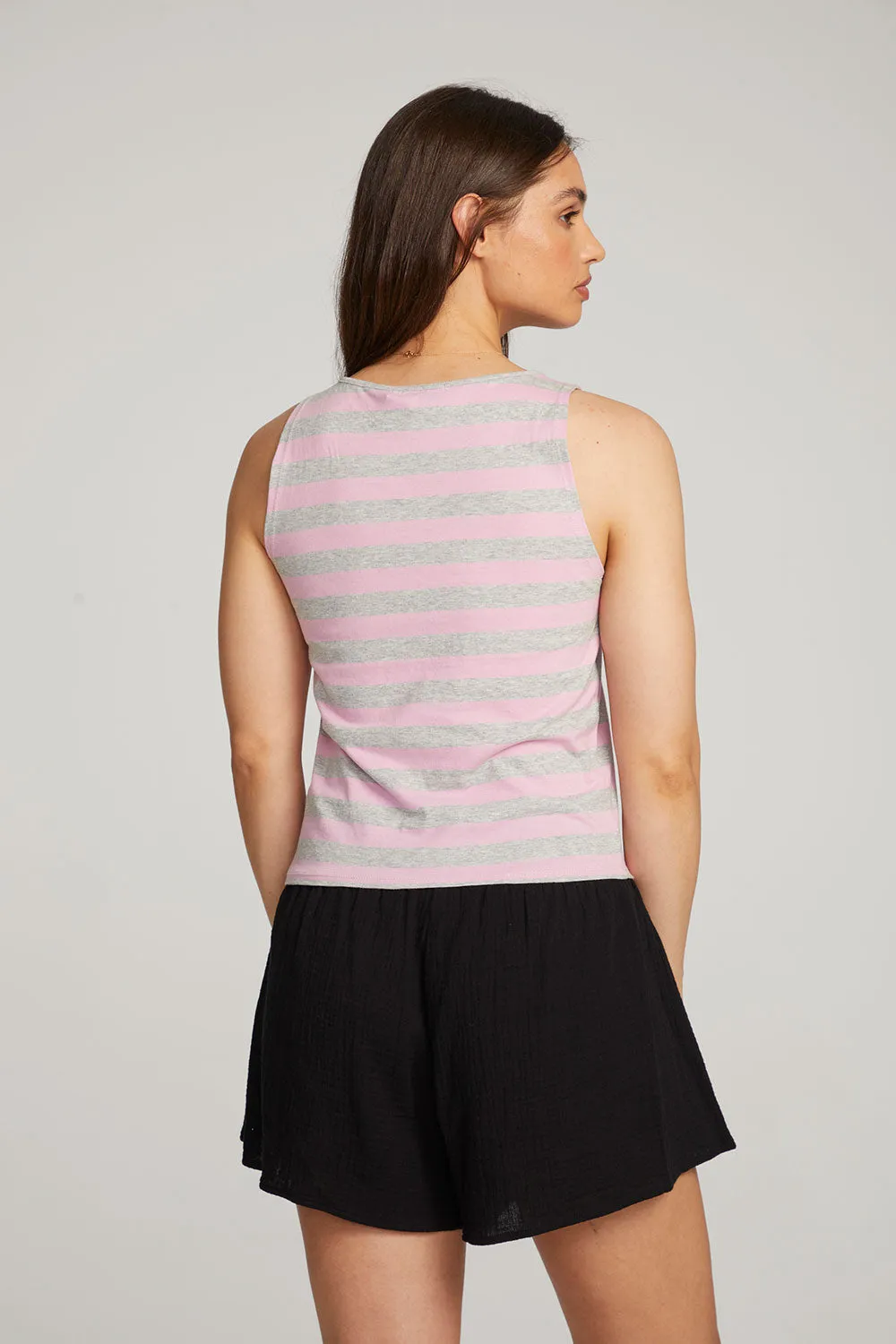 Teague Pastel Lavender and Grey Marl Striped Tank sold by Chaser product image thumbnail 3