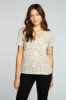 Linen Jersey Raw Edge Double V Short Sleeve Tee sold by Chaser