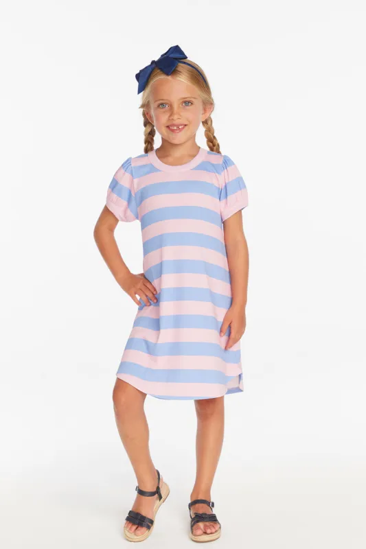 Puff Sleeve Bubblegum Stripe Dress sold by Chaser