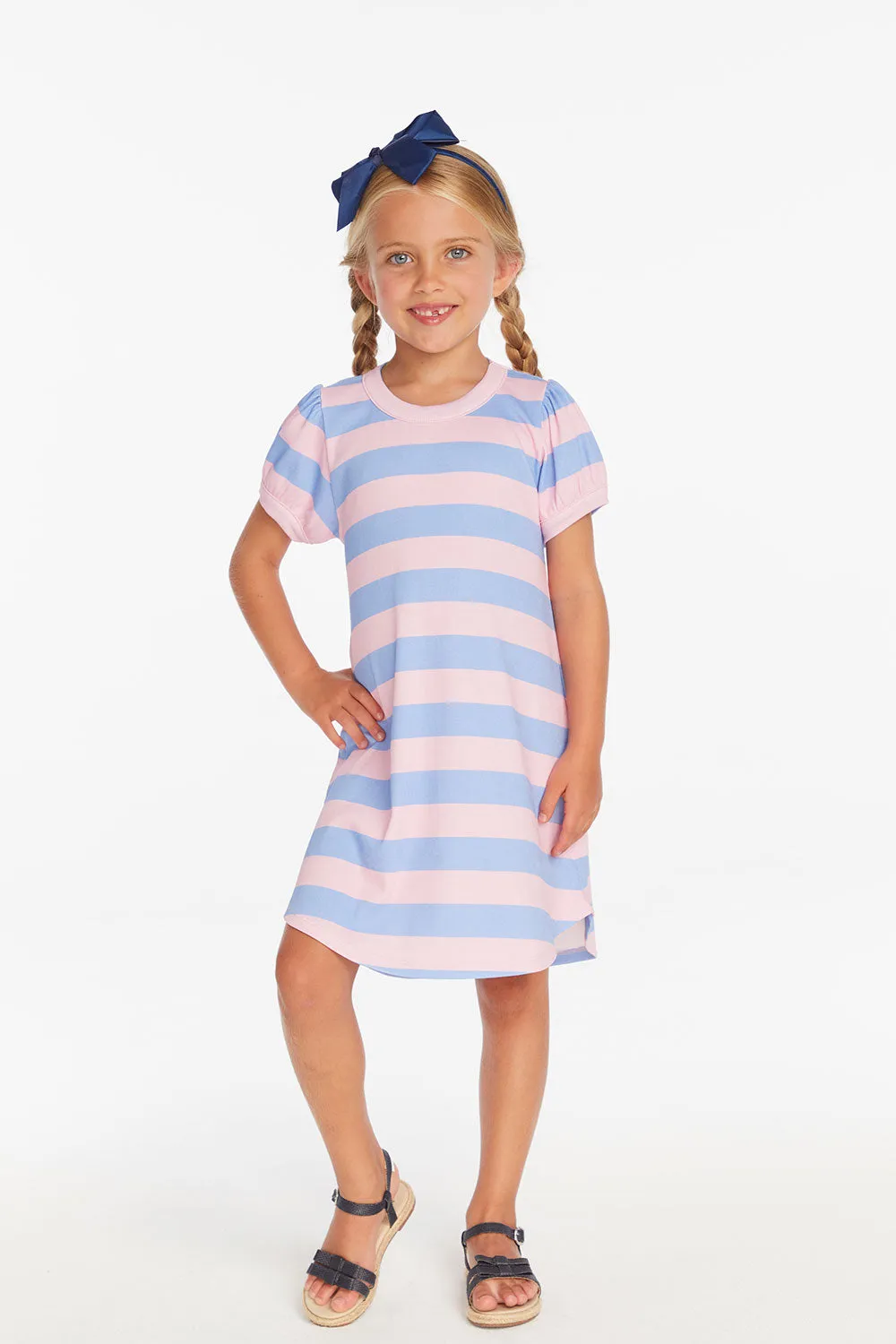 Puff Sleeve Bubblegum Stripe Dress sold by Chaser