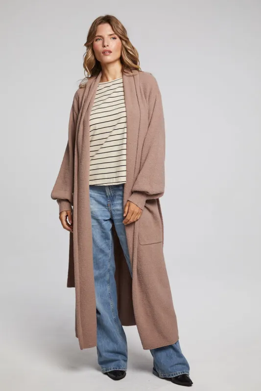 Evee Warm Taupe Maxi Cardigan sold by Chaser