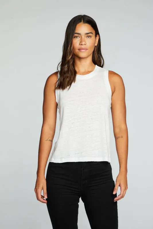 Linen Jersey Raw Edge Muscle Tank sold by Chaser