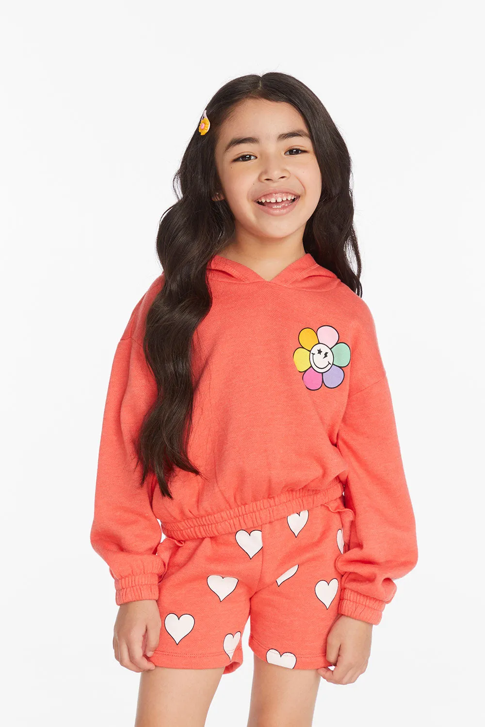 Smiley Flower & Hearts Girls Pullover Hoodie sold by Chaser
