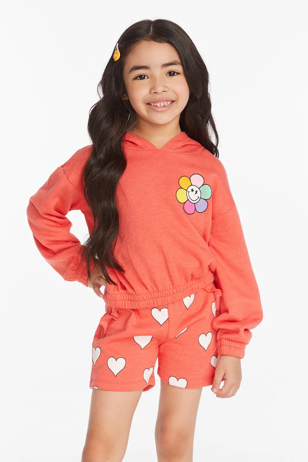 Smiley Flower & Hearts Girls Pullover Hoodie sold by Chaser product image thumbnail 5