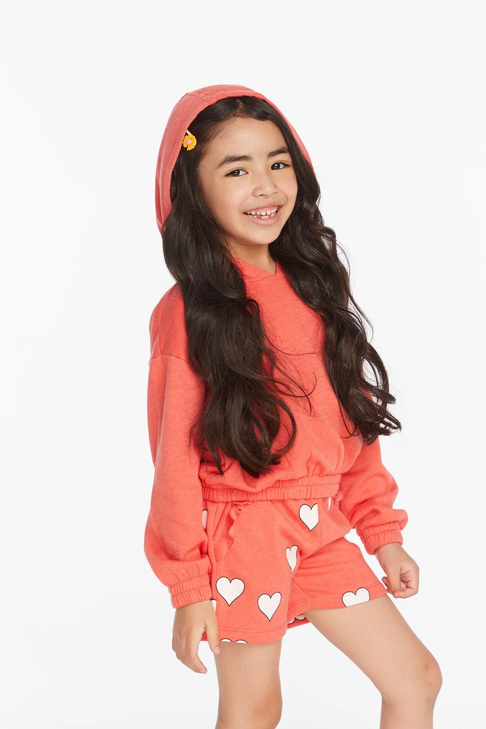 Smiley Flower & Hearts Girls Pullover Hoodie sold by Chaser product image thumbnail 2