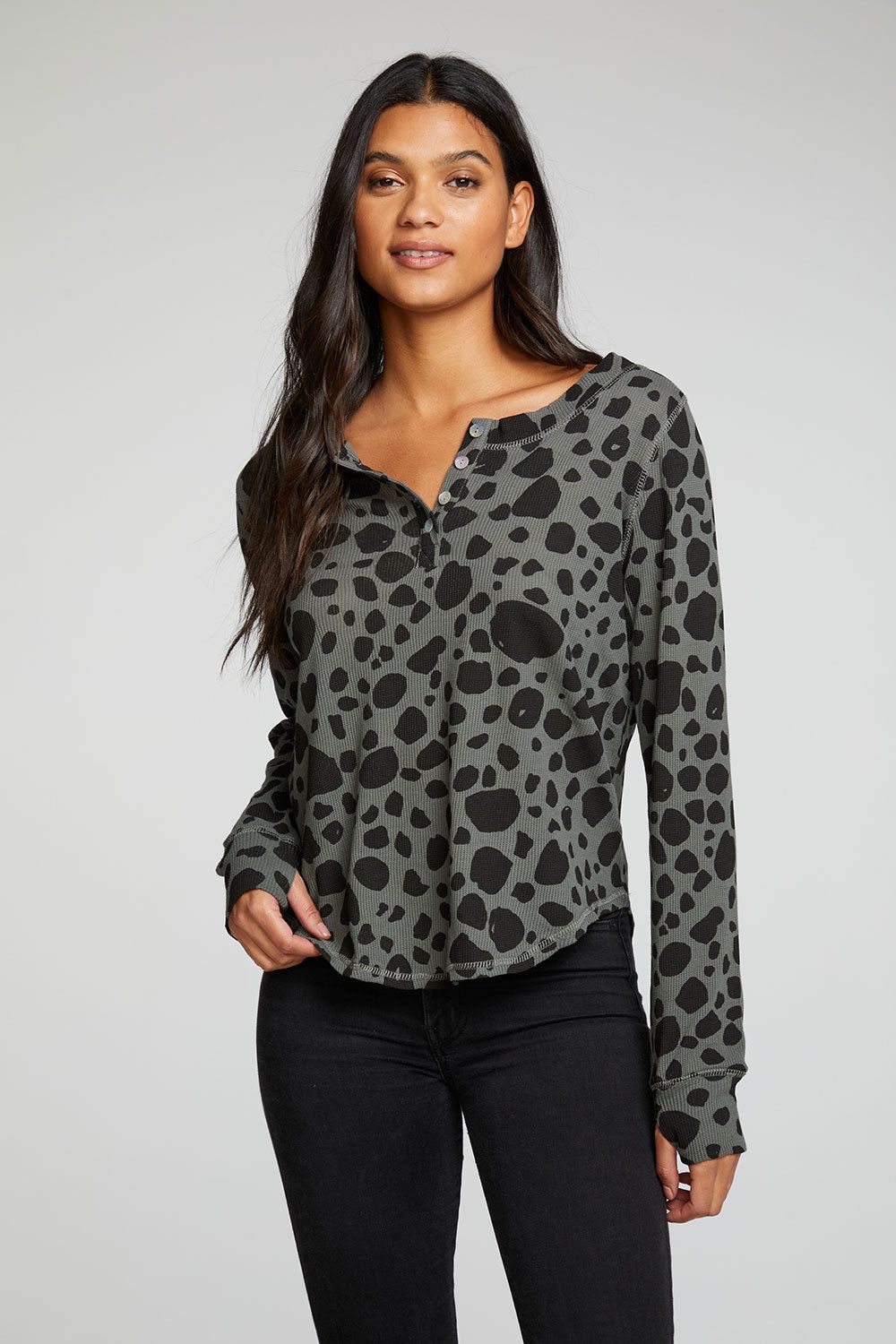 Heritage Waffle Long Sleeve Shirttail Henley with Thumbholes sold by Chaser