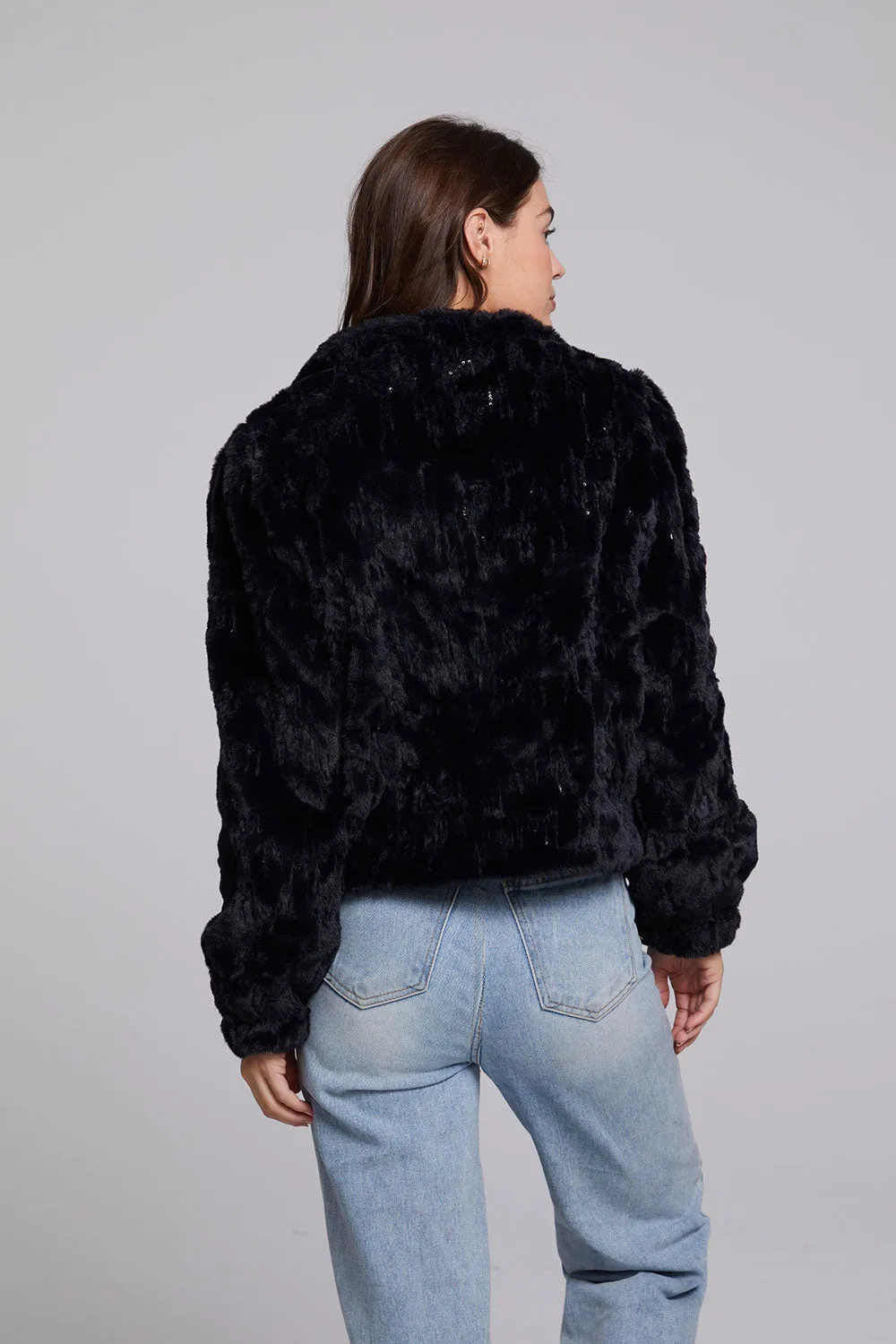 Sequin Faux Fur Puff Sleeve Jacket sold by Chaser product image thumbnail 4