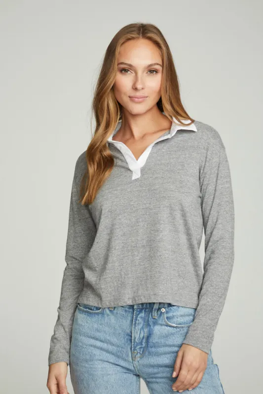 Semi Cropped Polo Boxy Short Sleeve Tee sold by Chaser