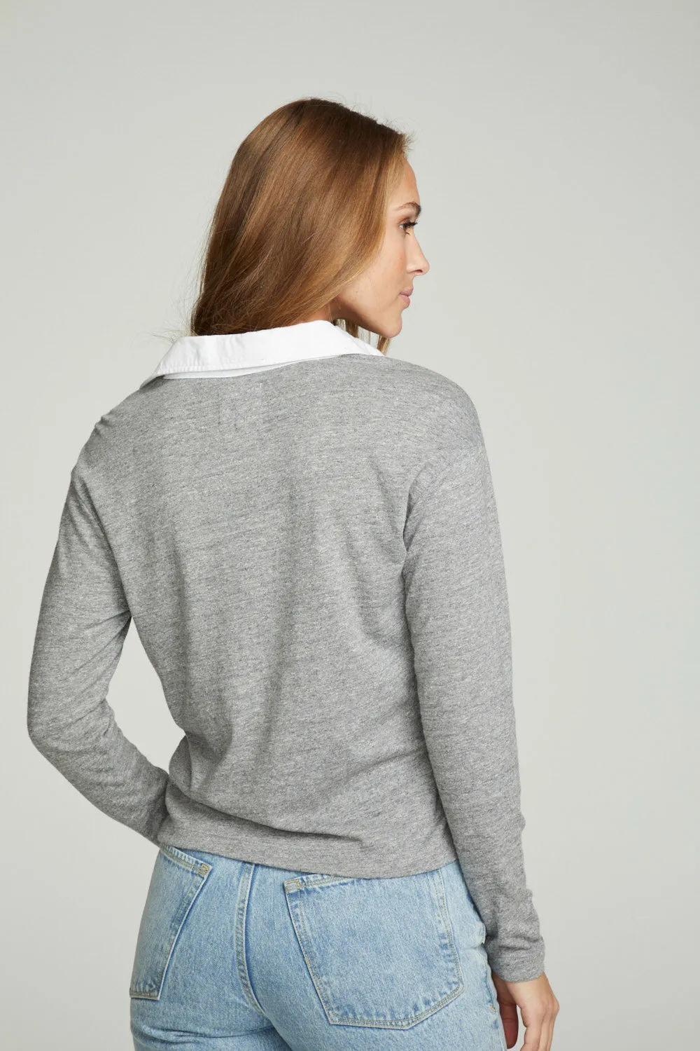 Semi Cropped Polo Boxy Short Sleeve Tee sold by Chaser product image thumbnail 3