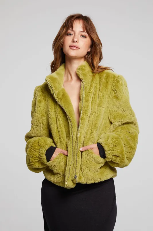 Puff Sleeve Green Olive Jacket sold by Chaser