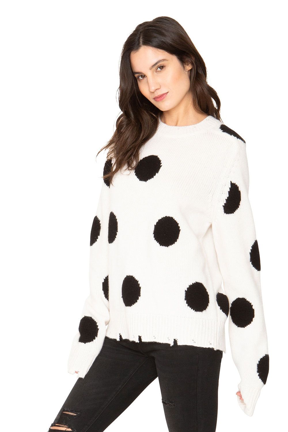 Polka Dot Cashmere Sweater - White & Black sold by Chaser product image thumbnail 3